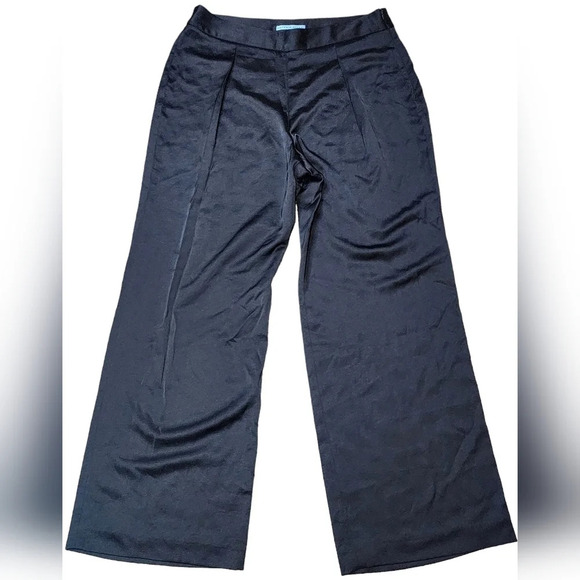 ANTONIO MELANI Satin Black Wide Leg Trousers - Picture 12 of 12